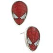 Spider-Man Silver Tone Red Enamel Stud Earrings